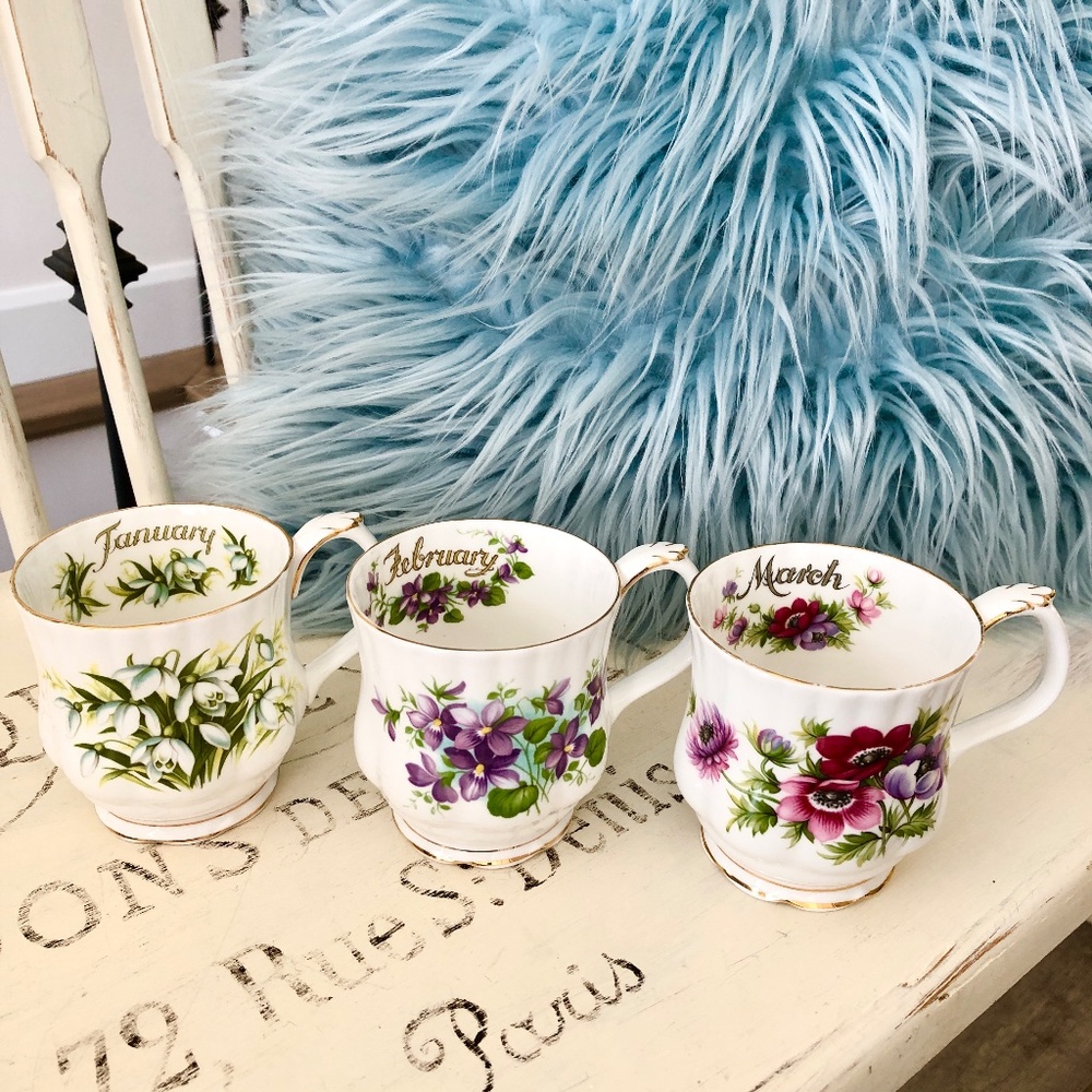 Royal Albert, Bone China, Flower Of The Month Series, China Teacup, Set Of 12 - Picture 3 of 15